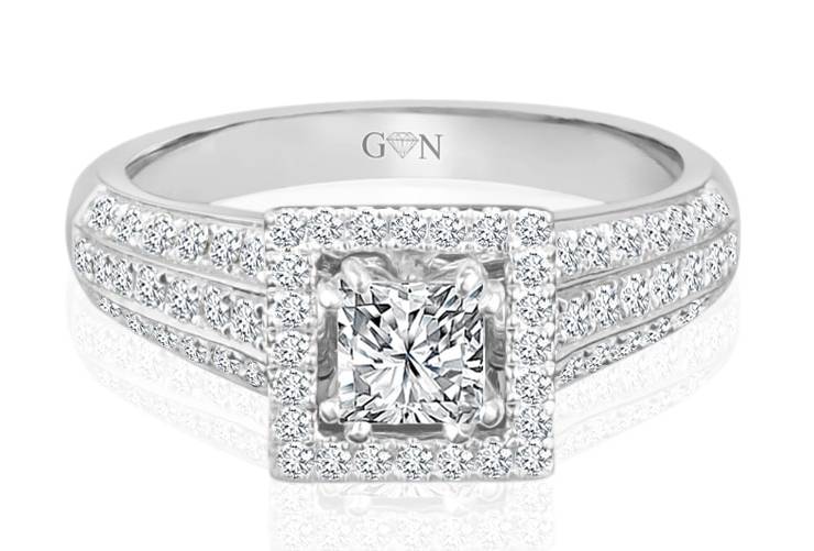 Ladies Halo Design Engagement Ring - R1034 - GN Designer Jewellers
