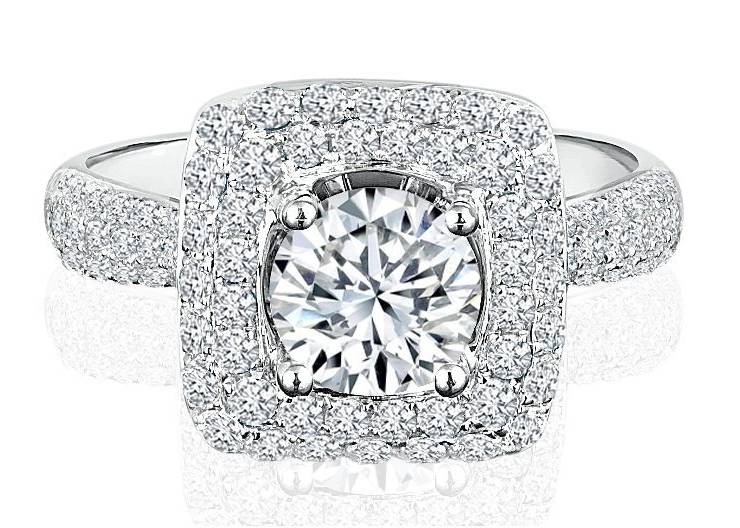 Ladies Halo Design Engagement Ring - R485 - GN Designer Jewellers