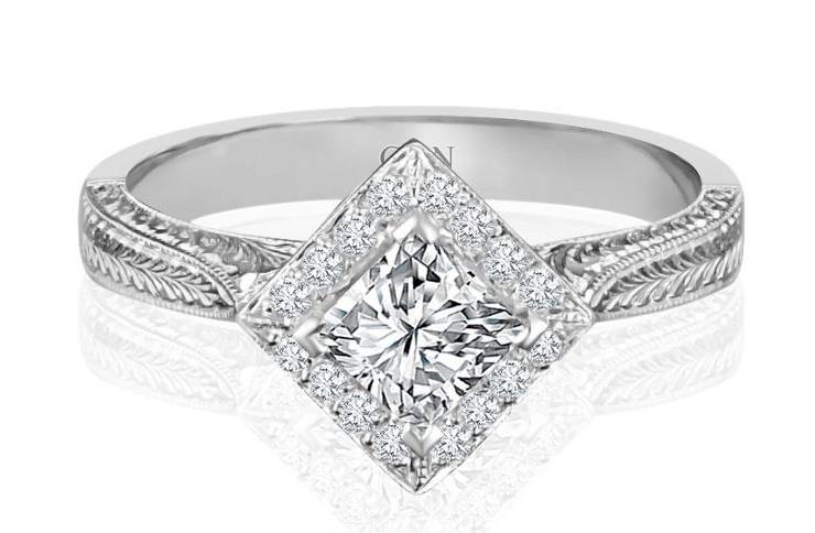 Ladies Halo Design Engagement Ring - R57 - GN Designer Jewellers