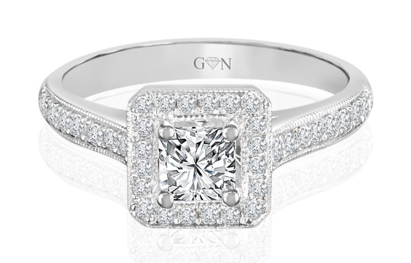 Ladies Halo Design Engagement Ring - R728 - GN Designer Jewellers