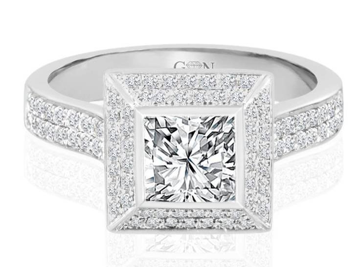Ladies Halo Design Engagement Ring - R748 - GN Designer Jewellers