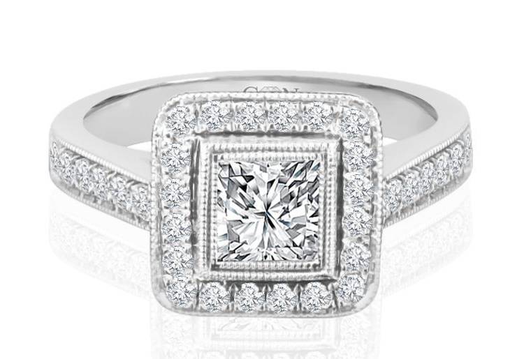 Ladies Halo Design Engagement Ring - R756 - GN Designer Jewellers