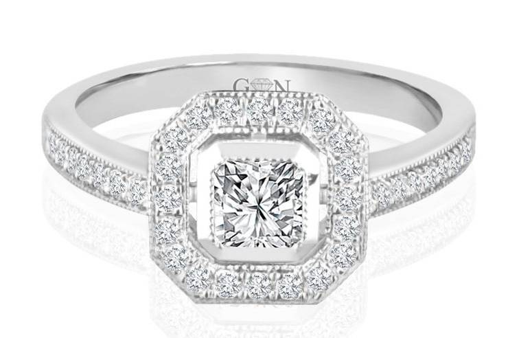 Ladies Halo Design Engagement Ring - R814 - GN Designer Jewellers