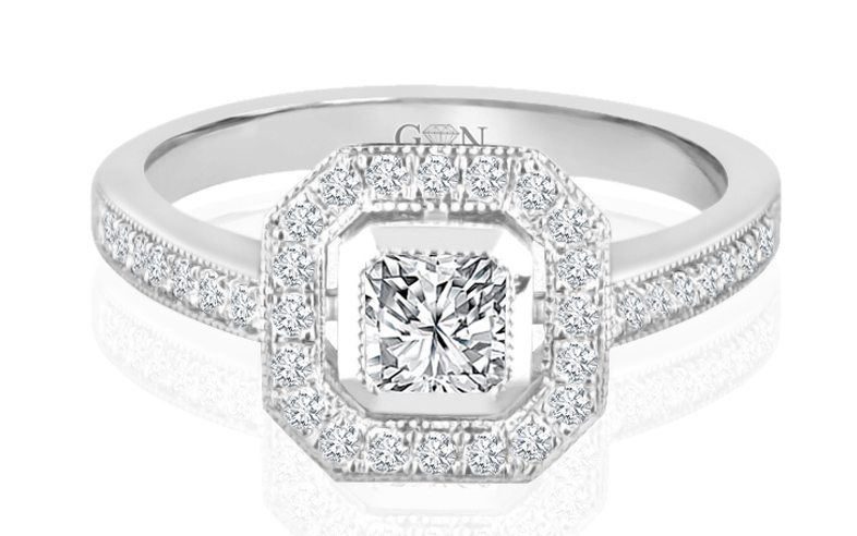 Ladies Halo Design Engagement Ring - R814 - GN Designer Jewellers