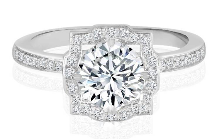 Ladies Halo Design Engagement Ring - R837 - GN Designer Jewellers