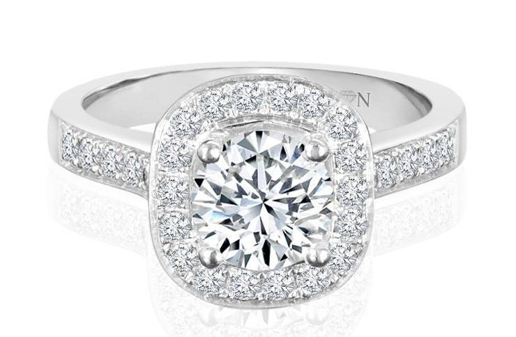 Ladies Halo Design Engagement Ring - R84 - GN Designer Jewellers