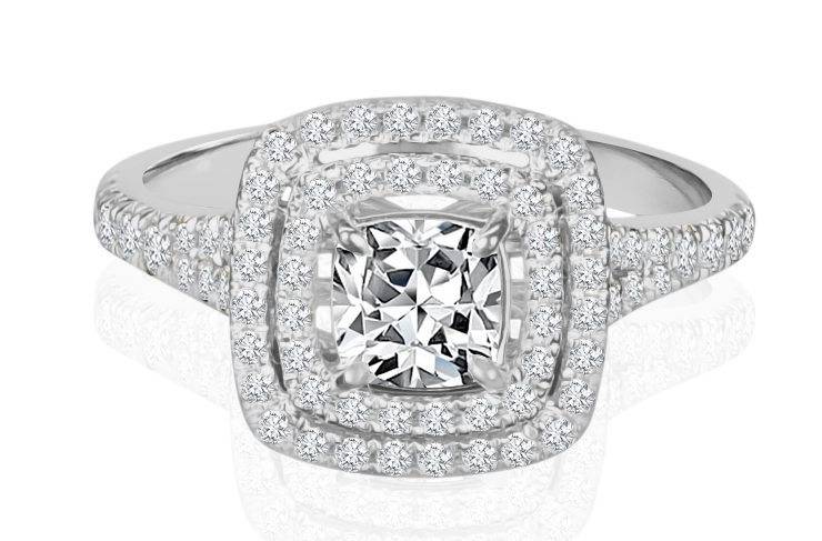 Ladies Halo Design Engagement Ring - R871 - GN Designer Jewellers