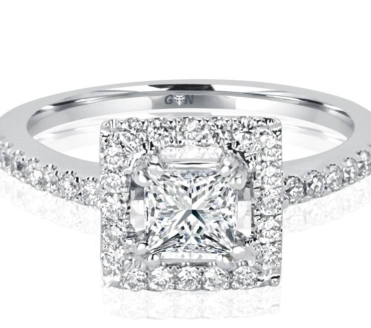 Ladies Halo Design Engagement Engagement Ring - R1058 - GN Designer Jewellers