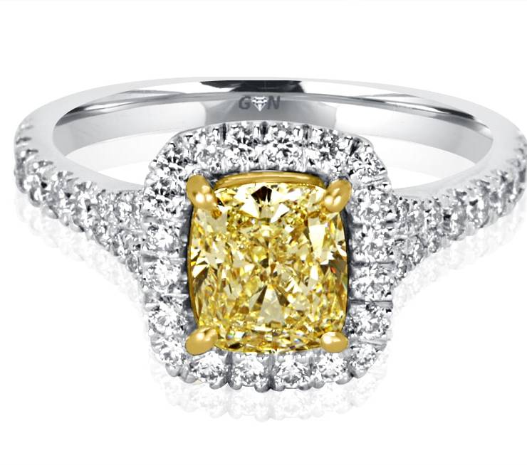 Ladies Halo Design Coloured Stone Engagement Ring - R1108 - GN Designer Jewellers