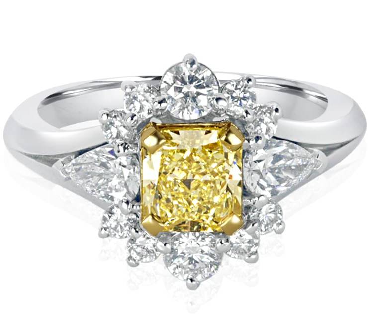 Ladies Halo Design Coloured Stone Engagement Ring - R1119 - GN Designer Jewellers