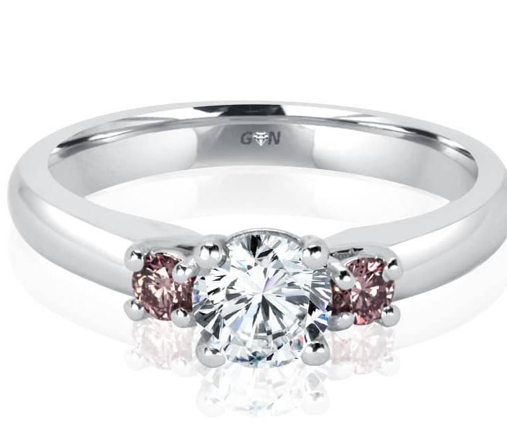Ladies Three Stone Pink Diamond Engagement Ring - R1166 - GN Designer Jewellers