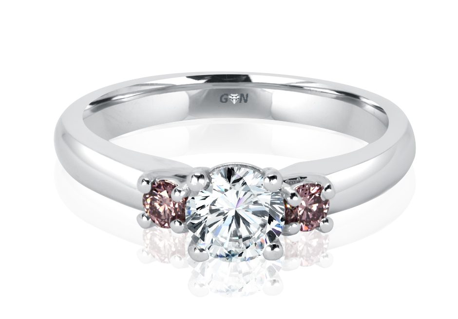 Ladies Three Stone Pink Diamond Engagement Ring - R1166 - GN Designer Jewellers