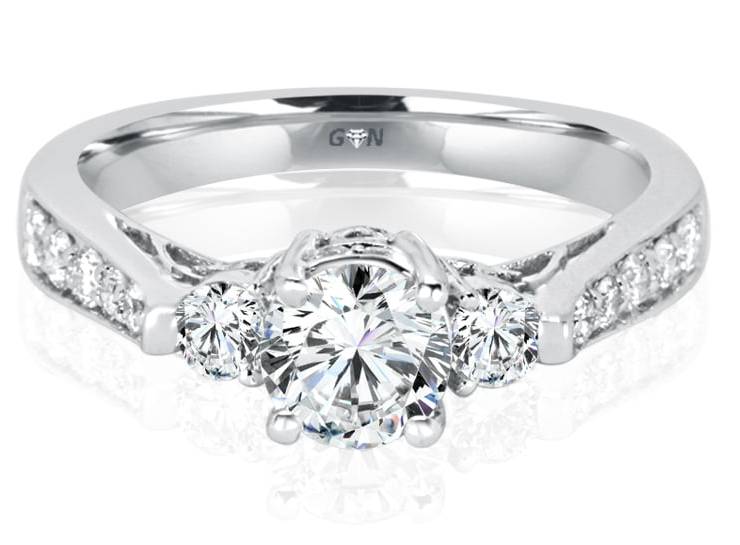 Ladies Three Stone Multi Band Engagement Ring - R534 - GN Designer Jewellers