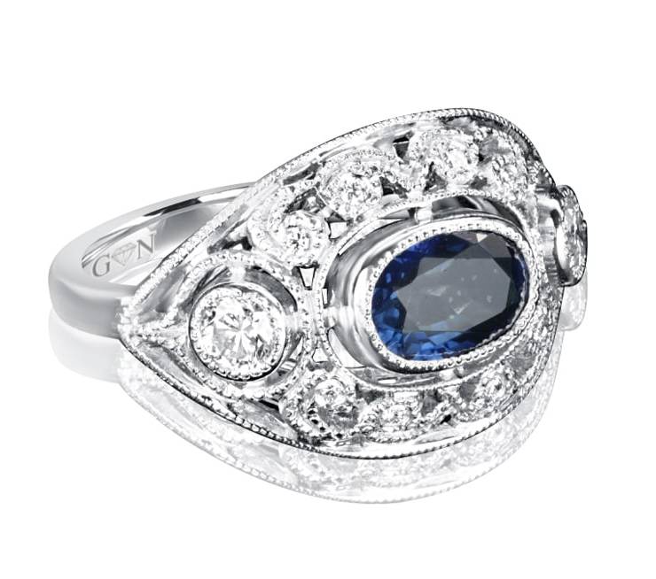 Ladies Coloured Stone Design Engagement Ring – R857 - GN Designer Jewellers